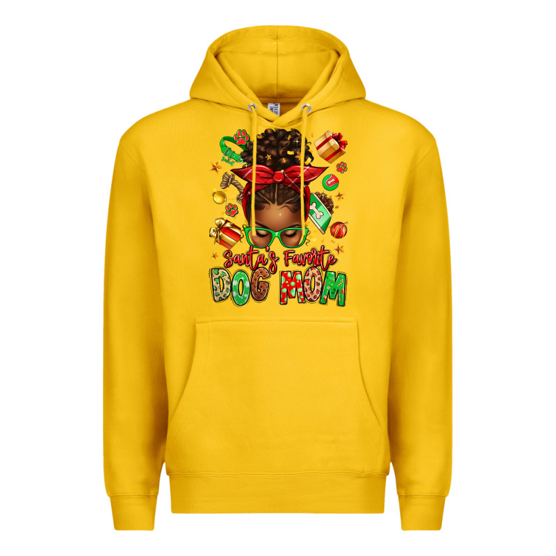 Santas Favorite Dog Mom Afro Messy Bun Premium Hoodie by texasbilliewilder | Teevron