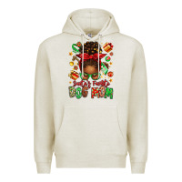 Oatmeal Heather santas favorite dog mom afro messy bun Premium Hoodie - texasbilliewilder