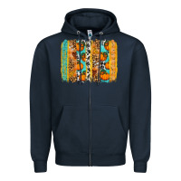 Navy fall pumpkin brushstroke Zipper Hoodie - BundleAndBundleShop