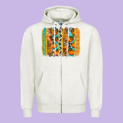 Fall Pumpkin Brushstroke Zipper Hoodie Designed By Bundleandbundleshop