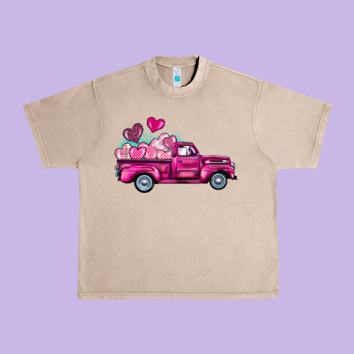 Valentine's Day Pink Truck Urban Heavy Tee Designed By Barkaloodesign