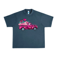 Midnight Navy valentine's day pink truck Urban Heavy Tee - BarkalooDesign