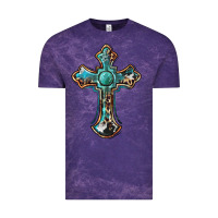 Cloud Purple western cross Vintage Tee - BarkalooDesign