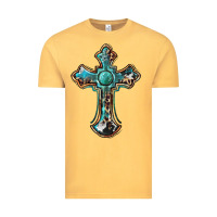 Vintage Mustard western cross Vintage Tee - BarkalooDesign