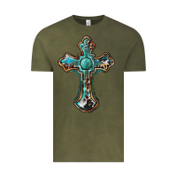 Vintage Olive western cross Vintage Tee - BarkalooDesign