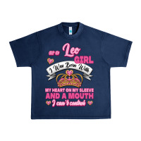 Navy As A Leo Girl I Was Born With My Heart On My Sleeve And A Mouth Urban Heavy Tee - Jasminsmagicworld