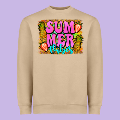 Summer Vibes Leopard Background Heavyweight Sweatshirt Designed By Jasminsmagicworld