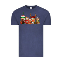 Vintage Denim Reindeer Christmas Coffee Cups Vintage Tee - Jasminsmagicworld