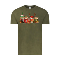 Vintage Olive Reindeer Christmas Coffee Cups Vintage Tee - Jasminsmagicworld