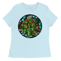 Baby Blue Christmas Santa Claus round Ladies Tee - RanaPortraitStore
