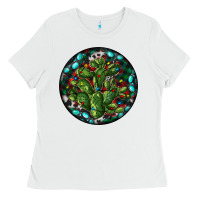 White Christmas Santa Claus round Ladies Tee - RanaPortraitStore