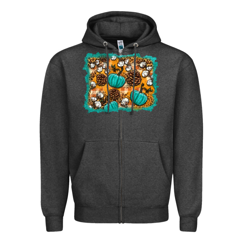 Fall Pumpkin Distressed Background Zipper Hoodie by BundleAndBundleShop | Teevron