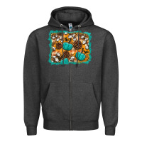 Charcoal Heather fall pumpkin distressed background Zipper Hoodie - BundleAndBundleShop
