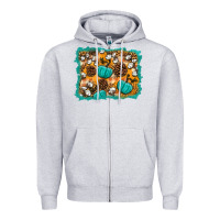 Heather Grey fall pumpkin distressed background Zipper Hoodie - BundleAndBundleShop