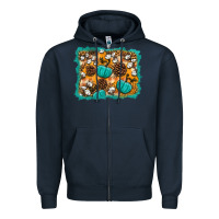 Navy fall pumpkin distressed background Zipper Hoodie - BundleAndBundleShop