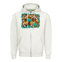 Oatmeal Heather fall pumpkin distressed background Zipper Hoodie - BundleAndBundleShop