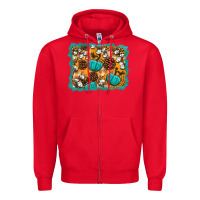 Red fall pumpkin distressed background Zipper Hoodie - BundleAndBundleShop