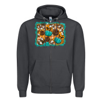 Smoke fall pumpkin distressed background Zipper Hoodie - BundleAndBundleShop