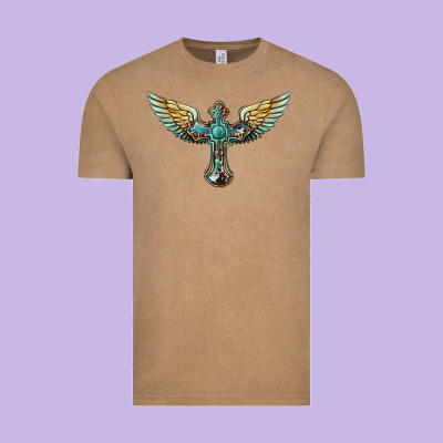 Western Cross Wings Vintage Tee Designed By Barkaloodesign