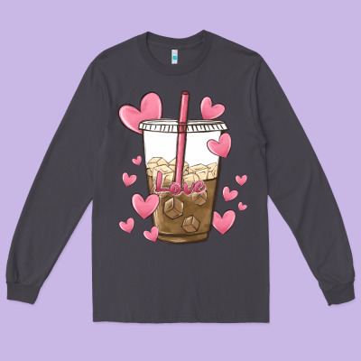 Valentine Coffee Lover Long Sleeve Tee Designed By Maliassmallbusiness