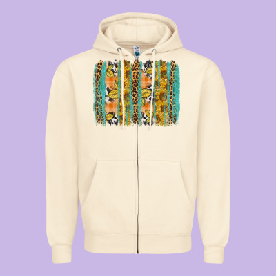 Fall Sunflower Brushstroke Zipper Hoodie Designed By Bundleandbundleshop