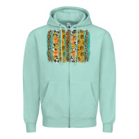 Seafoam fall sunflower brushstroke Zipper Hoodie - BundleAndBundleShop