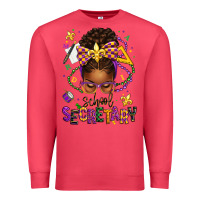 Cardinal mardi gras school secretary afro messy bun Premium Sweatshirt - texasbilliewilder