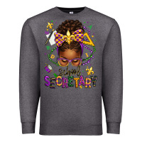 Charcoal Heather mardi gras school secretary afro messy bun Premium Sweatshirt - texasbilliewilder