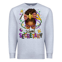 Heather Grey mardi gras school secretary afro messy bun Premium Sweatshirt - texasbilliewilder