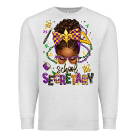 Oatmeal Heather mardi gras school secretary afro messy bun Premium Sweatshirt - texasbilliewilder