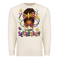 Sandshell mardi gras school secretary afro messy bun Premium Sweatshirt - texasbilliewilder
