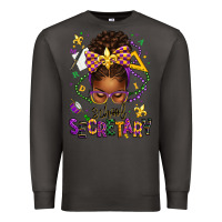 Smoke mardi gras school secretary afro messy bun Premium Sweatshirt - texasbilliewilder
