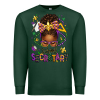 Sports Green mardi gras school secretary afro messy bun Premium Sweatshirt - texasbilliewilder
