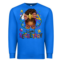 True Royal mardi gras school secretary afro messy bun Premium Sweatshirt - texasbilliewilder