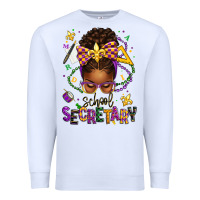 White mardi gras school secretary afro messy bun Premium Sweatshirt - texasbilliewilder
