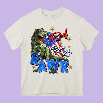 Red White Rawr Heavy Core Tee Designed By Zillion Design Studio