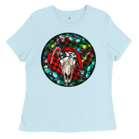 Baby Blue Christmas skull Ladies Tee - RanaPortraitStore