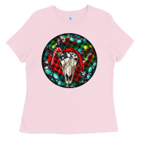 Bubblegum Pink Christmas skull Ladies Tee - RanaPortraitStore