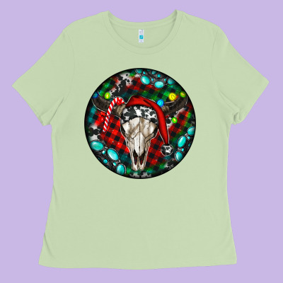 Christmas Skull Ladies Tee Designed By Ranaportraitstore