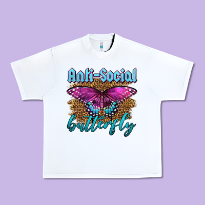 Western Anti-social Butterfly Urban Heavy Tee Designed By Lillyallendesigns