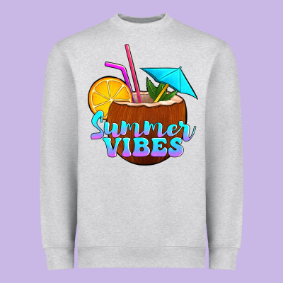 Summer Vibes Coconut Drink Heavyweight Sweatshirt Designed By Jasminsmagicworld