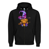 Black witch gnome with broom Zipper Hoodie - BundleAndBundleShop