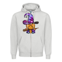 Dove Grey witch gnome with broom Zipper Hoodie - BundleAndBundleShop