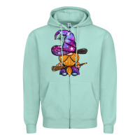 Seafoam witch gnome with broom Zipper Hoodie - BundleAndBundleShop
