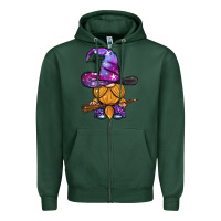 Sports Green witch gnome with broom Zipper Hoodie - BundleAndBundleShop
