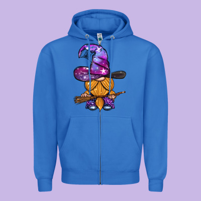 Witch Gnome With Broom Zipper Hoodie Designed By Bundleandbundleshop