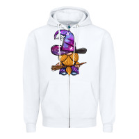 White witch gnome with broom Zipper Hoodie - BundleAndBundleShop