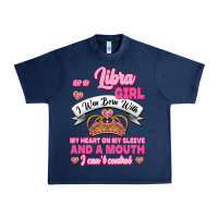 Navy As A Libra Girl I Was Born With My Heart On My Sleeve And A Mouth Urban Heavy Tee - Jasminsmagicworld
