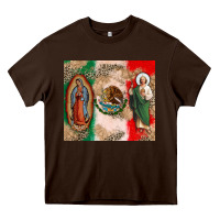 Chocolate Brown Virgin Mary and San Judas Heavy Core Tee - CTS Tumbler Store