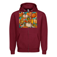 Burgundy fall pumpkin tumbler Zipper Hoodie - BundleAndBundleShop
